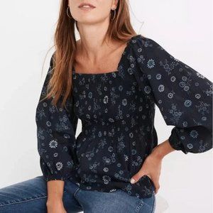 Madewell Lucie Smocked Peplum Top in Cottage Floral